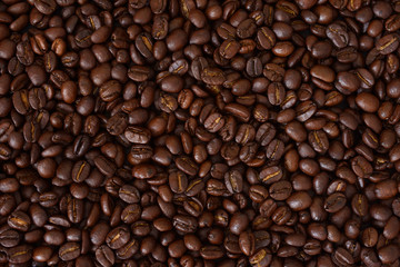 Roasted coffee beans,Coffee bean background,top view.
