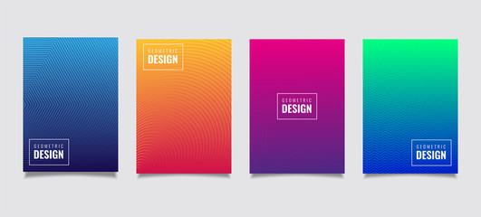 Abstract geometric pattern background with line texture for business brochure cover design. Gradient Pink, orange, purple, blue and green vector banner poster template.
