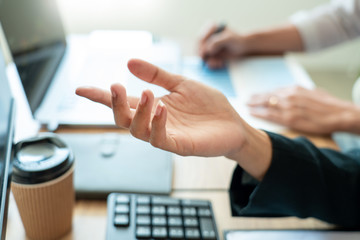 Working business man, team of broker or traders talking about forex on multiple computer screens of stock market invest trading financial graph charts data analysis.