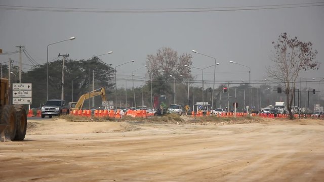 Smoke and Pollution Haze on highway Chiangmai road.