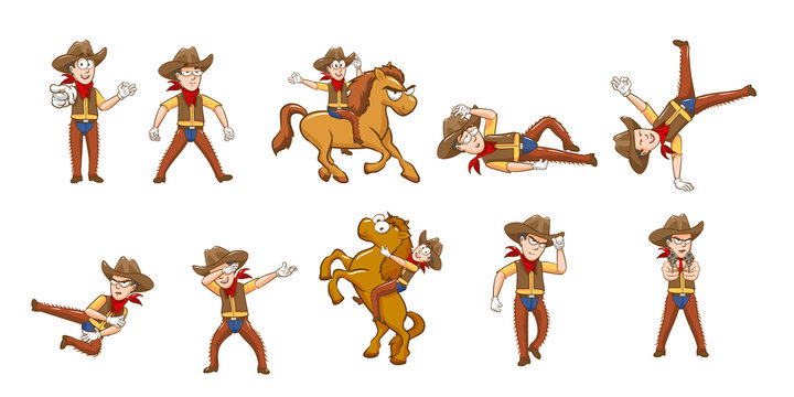 cowboy vector set collection graphic clipart design