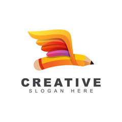 awesome creative fly wings logo concept premium vector