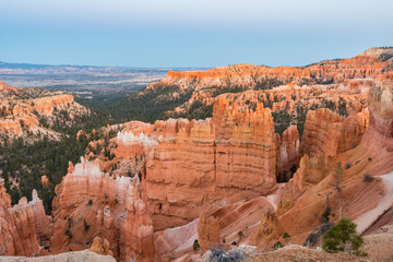 Magnificent view of crimson-colored hoodoos at Bryce Canyon National Park Utah United States