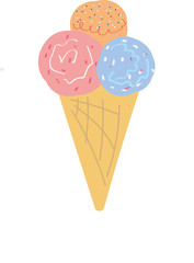 vector ice crean and hand drawn food, flat cartoon ice cream design 