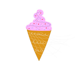 illustration of pink ice cream. flat  food illustration 