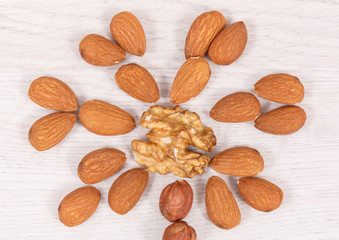 Various nuts and almonds, healthy nutrition and lifestyle