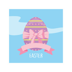 easter label with egg, greeting card