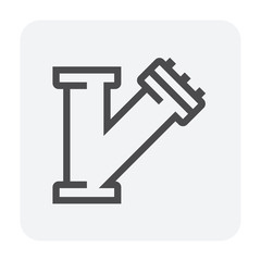 Pipe icon and flange fitting for pipeline connection with valve and other pipe. For transportation liquid or gas i.e.crude, oil, natural gas, sewage, wastewater. Also for plumbing and irrigation.