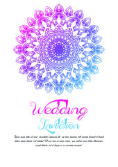 Wedding invitation card design with mandala