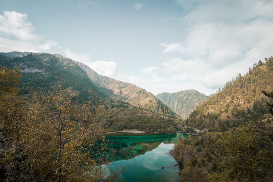 Travel in China. Early morning at jiuzhaigou scenic spot, sichuan province, China. © zhuxiaophotography