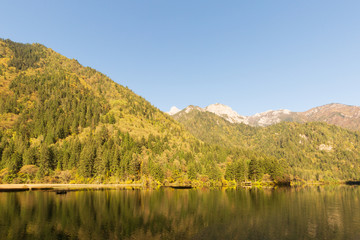 Travel in China. Early morning at jiuzhaigou scenic spot, sichuan province, China.