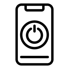 Smartphone and power button icon. Outline smartphone and power button vector icon for web design isolated on white background