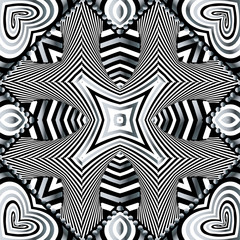 Striped abstract vector 3d seamless pattern. Modern ornamental geometric background. Surface textured repeat backdrop. Ornate line art ornament with stripes, curves, lines, shapes. Endless texture