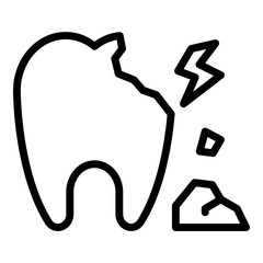 Obraz premium Spoiled tooth icon. Outline spoiled tooth vector icon for web design isolated on white background