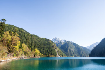 Travel in China. Early morning at jiuzhaigou scenic spot, sichuan province, China.