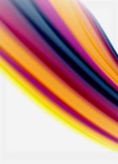 Wave lines abstract background, smooth silk design with rainbow style colors. Liquid fluid color waves. Vector Illustration