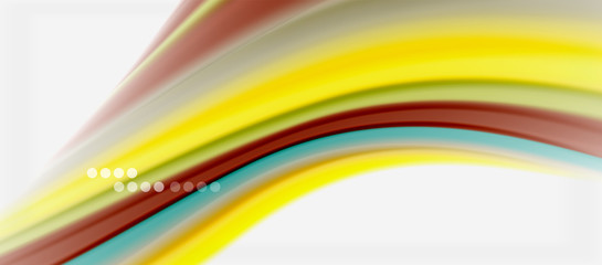 Wave lines abstract background, smooth silk design with rainbow style colors. Liquid fluid color waves. Vector Illustration