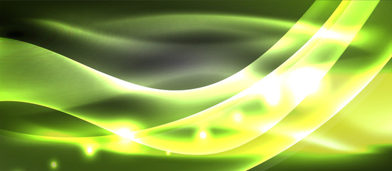Obraz premium Abstract background. Shiny design neon waves with light effects, techno trendy design. Vector Illustration For Wallpaper, Banner, Background, Card, Book Illustration, landing page