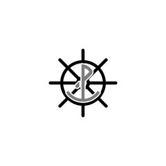 Anchor icon inside a ship wheel marine symbol for logo design illustration on a white background