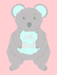 Baby cards for Baby shower. Koala. Postcard or party templates in blue and pink with charming animals.