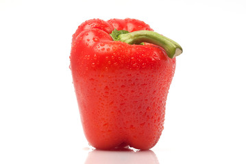 red ripe sweet bell pepper on a white background