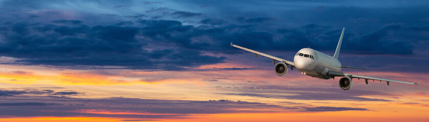 passenger airplane is flying