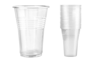 Close-up of disposable plastic cups