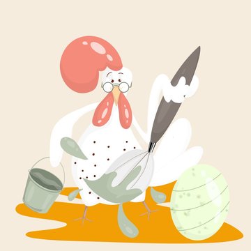 bird, cartoon, easter, egg, hen, drawing, farm, animal, isolated, holiday, art, illustration