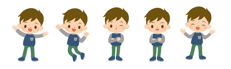 いろんなポーズの男の子