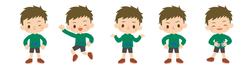 いろんなポーズの男の子