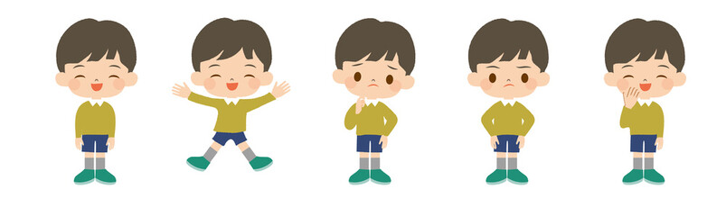 いろんなポーズの男の子