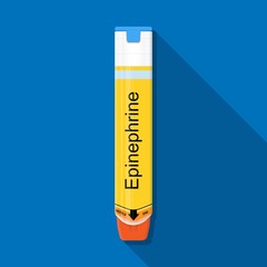 Epinephrine injector anaphylactic reaction food drugs insect bite allergen emergency treatment medication © Pepermpron