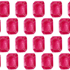 Seamless watercolor pattern crystals ruby