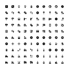 Set of 100 Street Symbol Vehicle glyph style icon - vector