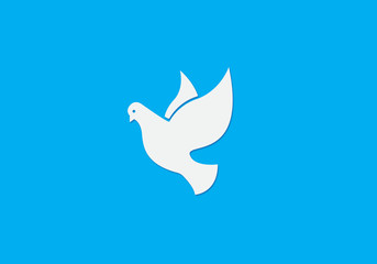 Dove of peace on blue background. Vector illustration