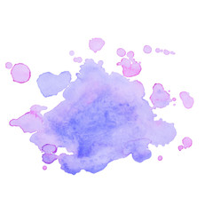 Abstract isolated violet vector watercolor stain. Grunge element for paper design