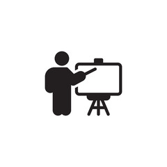 Fototapeta premium Presentation icon. Training symbol. Man at the blackboard. Trendy Flat style EPS10. Vector illustration