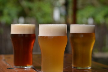 glass of beer on table