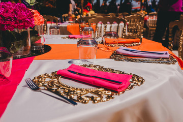 Elegant table setting with fork, knife and napkin