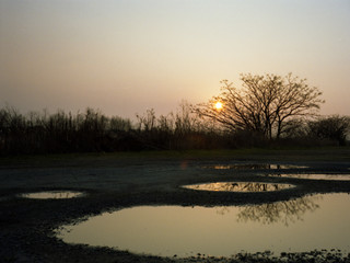 sunset on lake