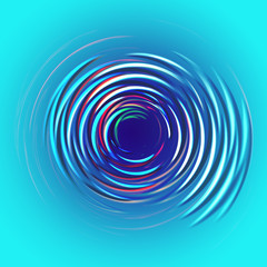 multi colored shiny half rings coming from the blue center illustration on a cyan background