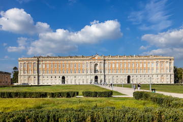 Fototapeta na wymiar The Royal Palace and gardens of Caserta, built in 18th century, former baroque residence of Bourbon kings in Campania. The palace was designated a UNESCO World Heritage Site.