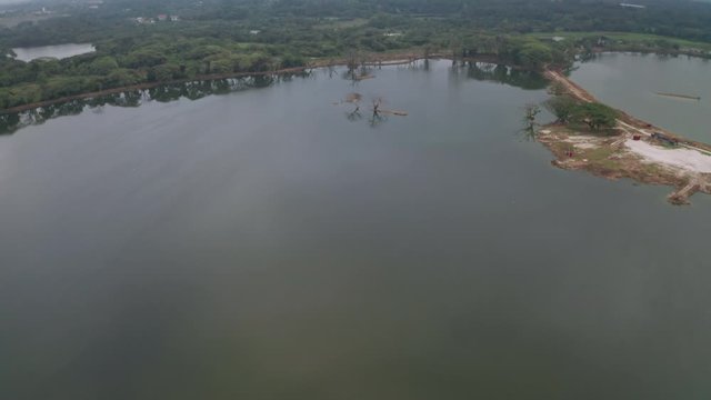 Aerial view of abandoned tin mine lakes in Kampar, Perak, Malaysia