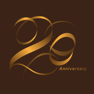 Handwriting celebrating, anniversary of number 20, 20th year anniversary, Luxury duo tone gold brown for invitation card, backdrop, label or stationary
