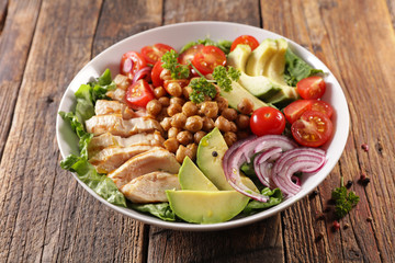 buddha bowl- mixed vegetable salad with chicken fillet