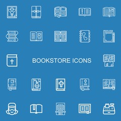 Editable 22 bookstore icons for web and mobile