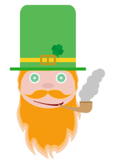 Duende de San Patricio con sombrero verde y barba naraja.