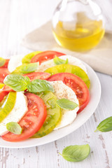 tomato salad with mozzarella, basil and olive oil