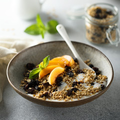 Homemade granola with dried fruits and apricot
