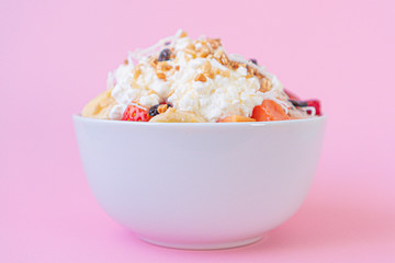 Brunch-style fruit salad with Homemade Cottage Cheese